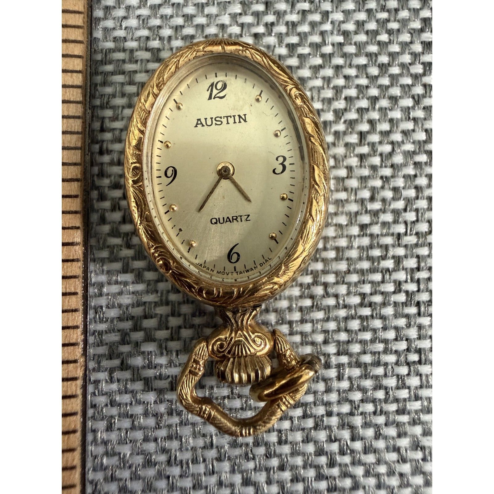 Vintage Bucherer Oval Pendant Watch Gold Plated Enamel Face Adorned With Gold Vintage Bucherer Oval Pendant Watch Gold Plated Enamel Face Adorned With Gold